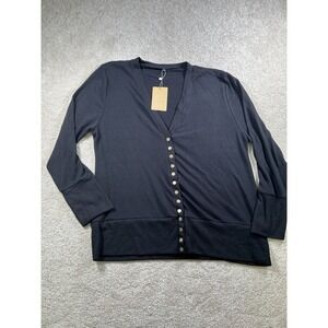 VERABENDI Womens XL Long Sleeve Snaps‎ Knit Sweater Cardigan Black Goth Grunge